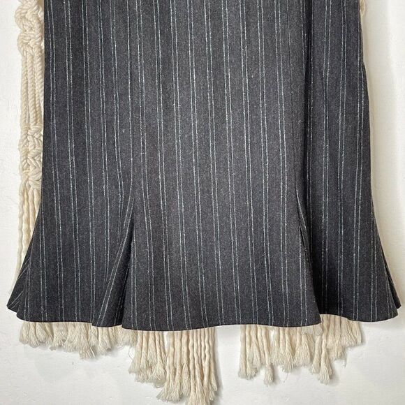 Gunex Trumpet Skirt US 4 Gray White Pinstripes Wool Blend Corpcore Minimalist - Picture 3 of 10